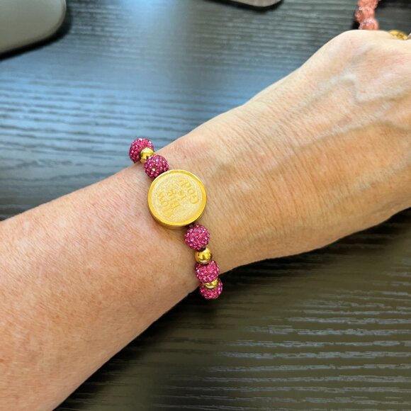 Rustic Cuff "How Big Is God!" Pink Shambala Pave Stretch Bracelet - Picture 4 of 4